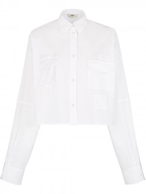 Рубашка с карманами и нашивкой-логотипом Fendi. Цвет: белый