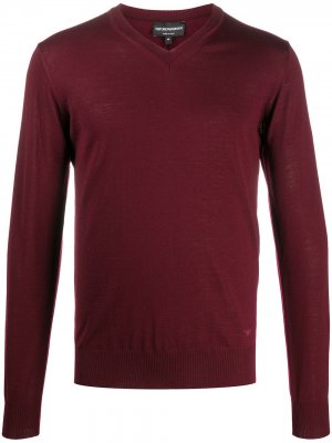 Пуловер с V-образным вырезом Emporio Armani. Цвет: красный