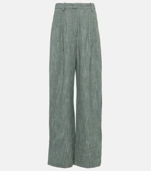 Широкие брюки из смесовой шерсти с высокой посадкой , зеленый Co