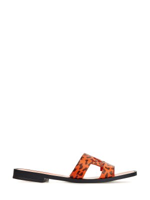 Кожаные сандалии K/Logo с анималистичным декором KARL LAGERFELD. Цвет: оранжевый