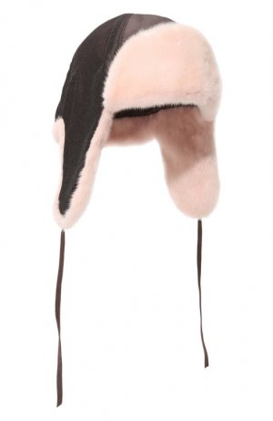 Шапка-ушанка из меха норки FurLand. Цвет: розовый