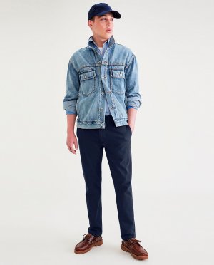 Мужские брюки-чиносы 360 Flex, приталенный крой, повседневный стиль, темно-синий DOCKERS. Цвет: синий