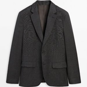 Пиджак Gray Suit 100% Wool Check, серый Massimo Dutti