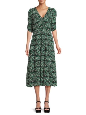 Крестьянское платье-миди с цветочным принтом Ba&Sh, цвет Vert Tuileries BA&SH
