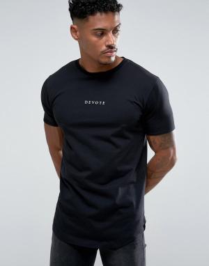 Облегающая футболка с асимметричным краем и рукавами отворотами пр Devote. Цвет: черный