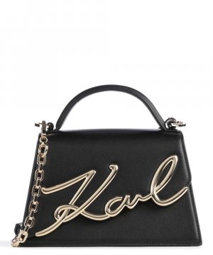 Маленькая сумка через плечо Signature из мелкозернистой яловой кожи. , черный Karl Lagerfeld