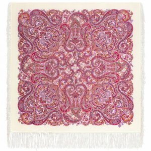 Платок ,89х89 см, бордовый, фиолетовый Павловопосадская платочная мануфактура. Цвет: розовый/белый