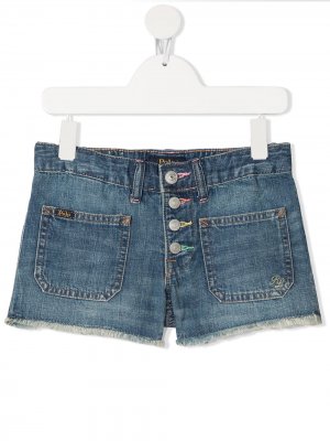 Джинсовые шорты с бахромой Ralph Lauren Kids. Цвет: синий