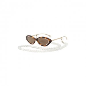 Солнцезащитные очки и цепочка Chanel. Цвет: коричневый