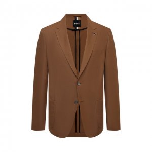 Хлопковый пиджак BOSS. Цвет: коричневый