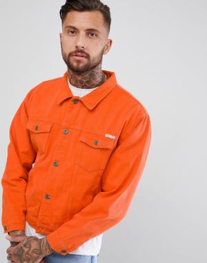 Оранжевая джинсовая куртка-oversize Liquor N Poker. Цвет: оранжевый