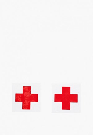 Наклейки на грудь LeFrivole красные лаковые кресты, пэстисы, 6.9х6.9 см, 1 пара. Цвет: красный