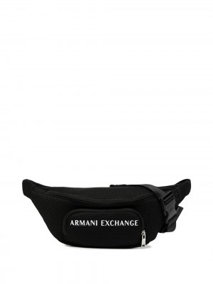 Logo-print mesh belt bag Armani Exchange. Цвет: черный