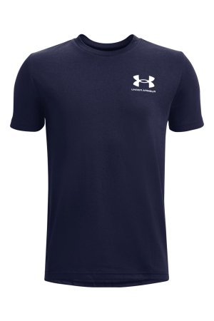 Синяя футболка в спортивном стиле с короткими рукавами и левой грудью , синий Under Armour