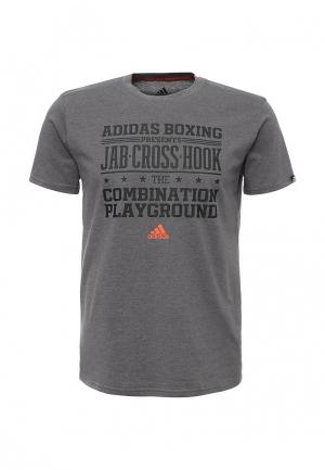 Футболка спортивная adidas Combat Graphic tee slogan boxing. Цвет: серый