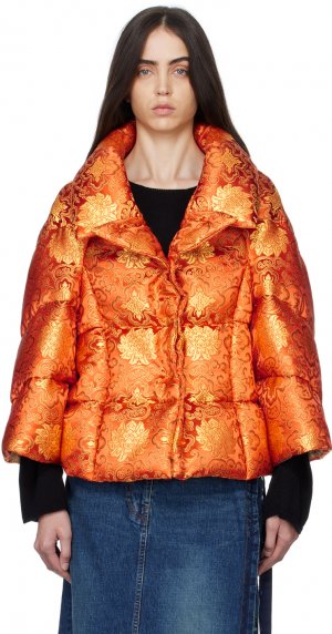 Утепленная жаккардовая куртка оранжевого цвета Junya Watanabe