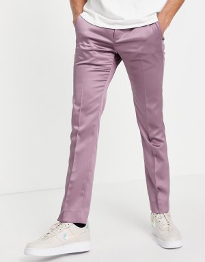Розовато-лиловые атласные брюки -Фиолетовый цвет Twisted Tailor