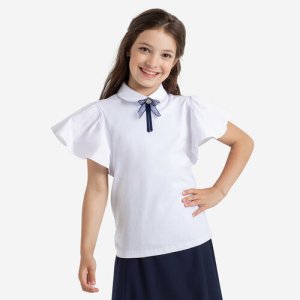 Школьная блуза , размер 140, белый Kapika. Цвет: белый/белый-бежевый