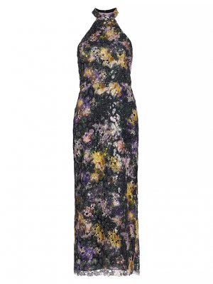 Кружевное платье миди Leaha с цветочным принтом Ml Monique Lhuillier, цвет iris blur Lhuillier
