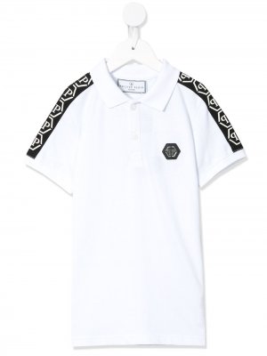 Рубашка-поло с логотипом Philipp Plein Junior. Цвет: белый