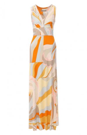 Платье-макси из смеси вискозы и шелка Emilio Pucci. Цвет: разноцветный