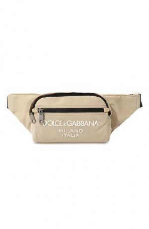 Текстильная поясная сумка Dolce & Gabbana. Цвет: бежевый