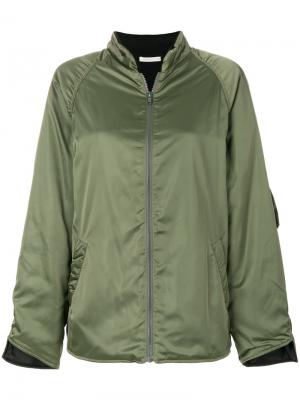 Куртка-бомбер из шелковистой ткани 6397. Цвет: зелёный