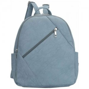 Рюкзак кожаный DS-0054/3 женский на молнии с двумя отделениями и карманом голубой джинс (66935) OrsOro. Цвет: голубой