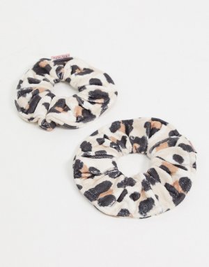Махровые резинки для волос из микрофибры с леопардовым принтом -Бесцветный Kitsch