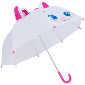 Зонт-трость объёмный тканевый с ушками белый Кошечка Mary Poppins. Цвет: белый/розовый