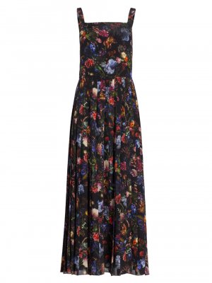 Плиссированное макси-платье Medici с цветочным принтом , черный Adam Lippes