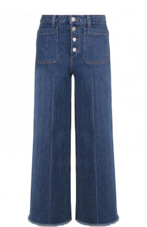 Укороченные расклешенные джинсы с бахромой Elizabeth and James. Цвет: синий