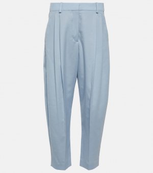 Укороченные шерстяные брюки со складками STELLA MCCARTNEY, синий McCartney