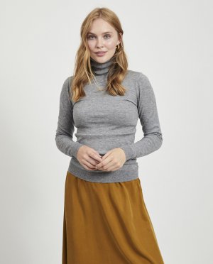 Женский свитер с высоким воротником , серый Object. Цвет: серый