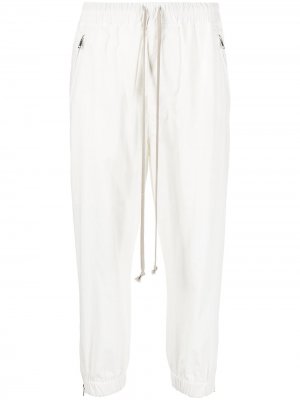 Drawstring cropped tapered trousers Rick Owens. Цвет: белый
