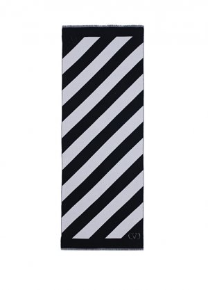Женская шерстяная шаль в черно-белую полоску Valentino Garavani