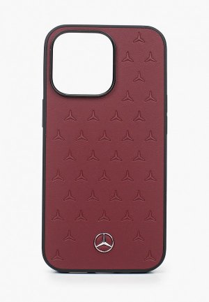 Чехол для iPhone Mercedes-Benz 13 Pro Genuine leather Stars Hard Red. Цвет: бордовый