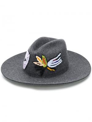 Шляпа с декором Super Duper Hats. Цвет: серый