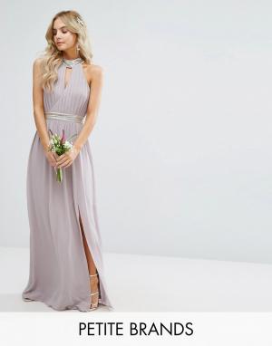 Свадебное платье макси с отделкой TFNC Petite. Цвет: серый