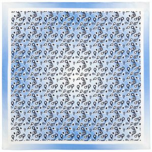 Платок ,70х70 см, белый, голубой Павловопосадская платочная мануфактура. Цвет: голубой/белый