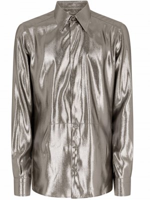 Рубашка с длинными рукавами и эффектом металлик Dolce & Gabbana. Цвет: серебристый