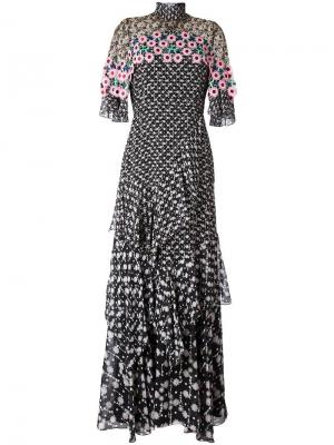 Многоярусное платье с вязаной отделкой Peter Pilotto. Цвет: чёрный