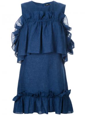 Короткое платье с оборками Goen.J. Цвет: синий
