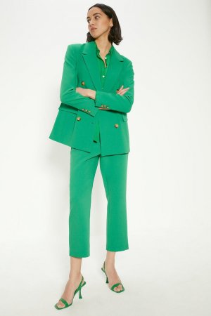 Двубортный удлиненный пиджак из эластичного крепа Rachel Stevens , зеленый Oasis