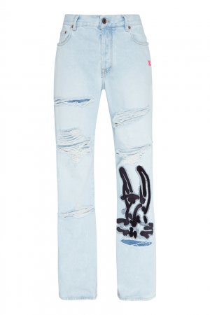 Голубые рваные джинсы Off-white. Цвет: голубой