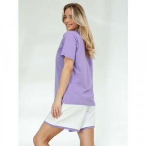 Костюм, футболка и шорты, спортивный стиль, свободный силуэт, размер 44/46, фиолетовый VITACCI. Цвет: фиолетовый/сиреневый