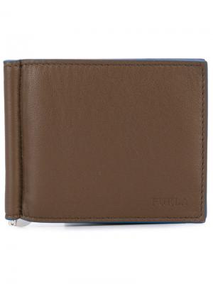 Бумажник с металлической клипсой Furla. Цвет: коричневый