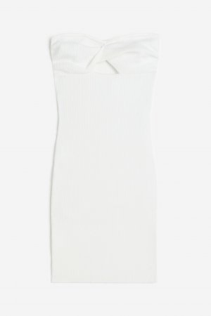 Платье-бандо ребристой вязки с перекрученными деталями H&M