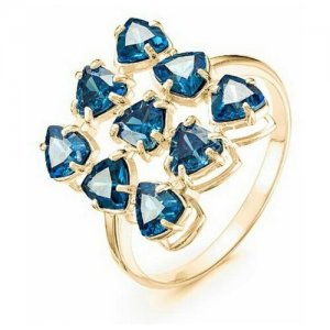 Кольцо позолота Льдинки 20-07283, цвет синий в золоте, размер 19 Нордика. Цвет: синий