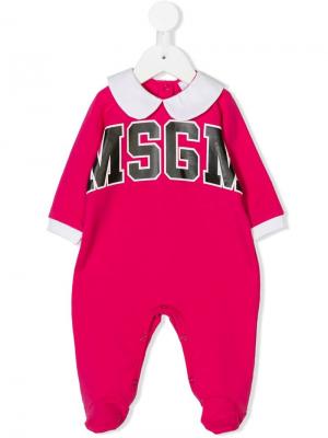 Пижама с принтом логотипа Msgm Kids. Цвет: розовый